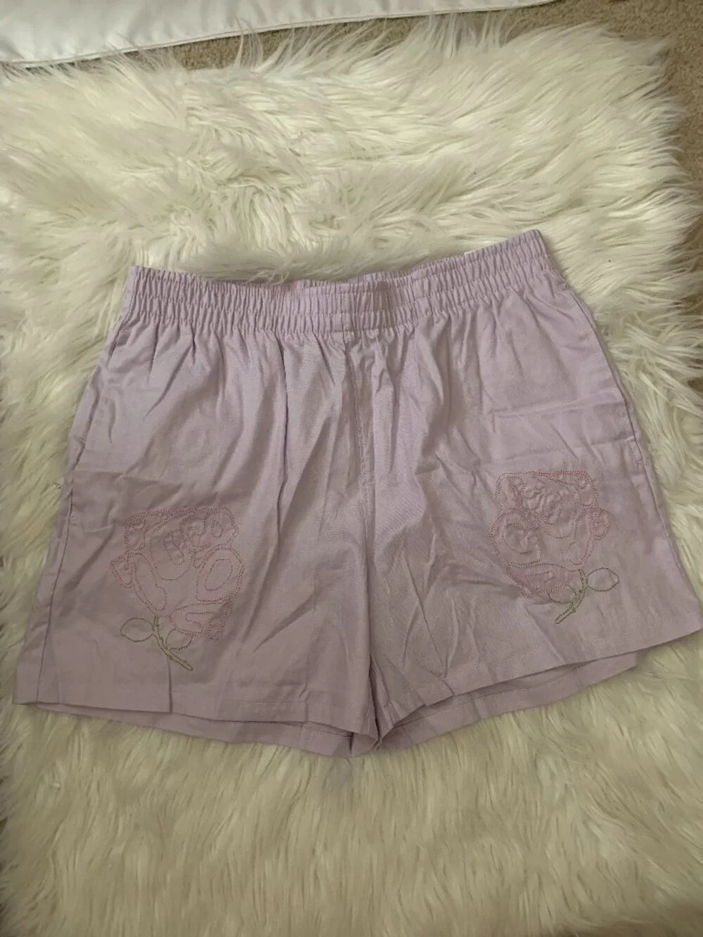NIKE X AIR JORDAN Roses Embroidered Woven Shorts in Lilac Sz MEDIUM